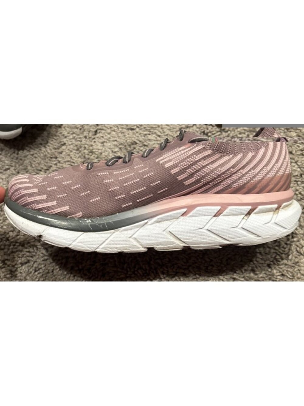 Hoka One Womens Clifton 5 Knit Running Shoes Purple/Pink Low Top Lace Up Size 8 - Picture 4 of 8